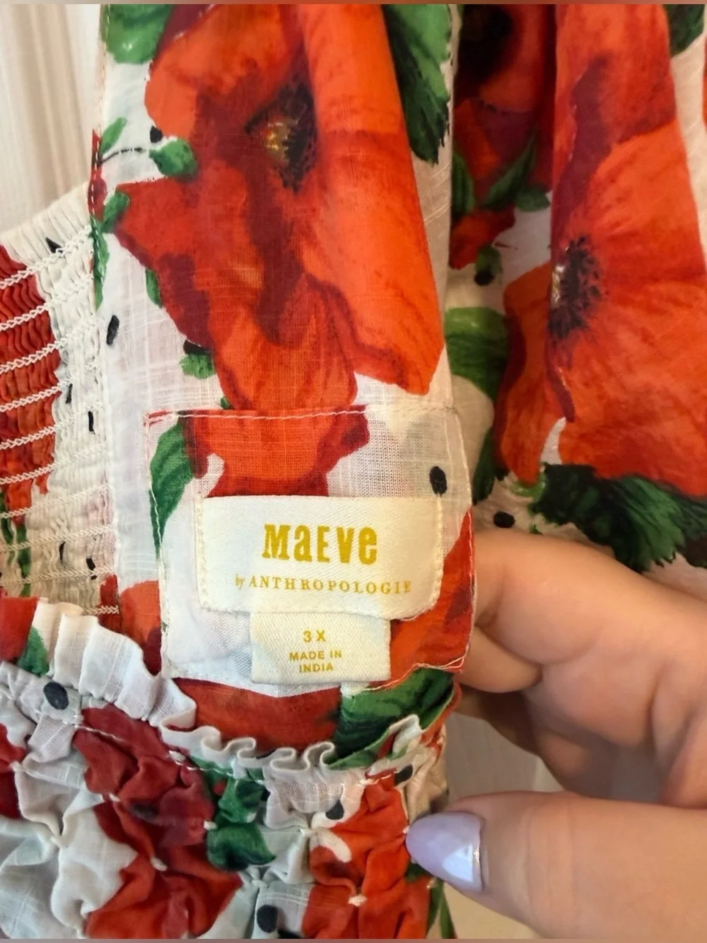 Maeve Square-Neck Smocked Babydoll Dress. 3X